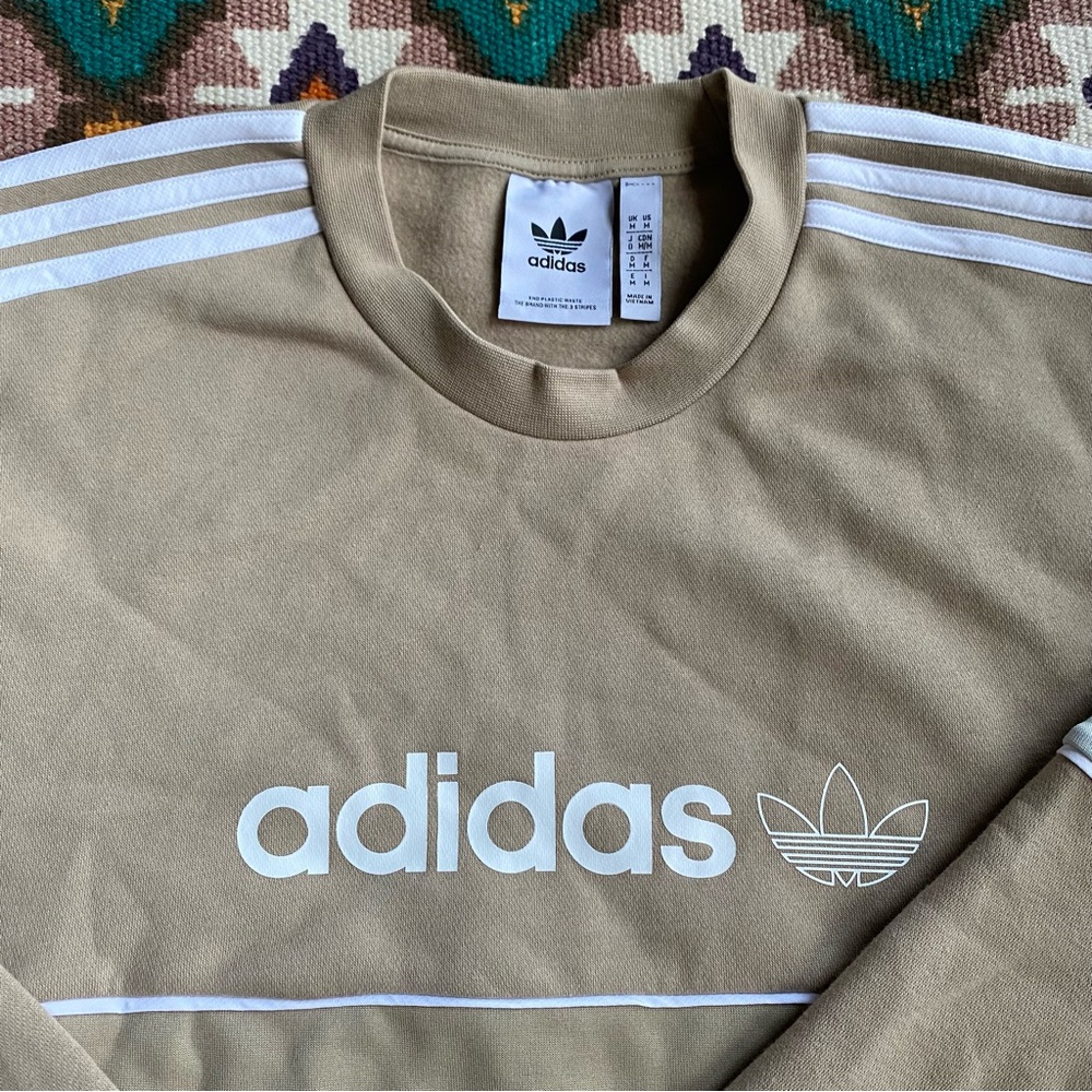 ADIDAS Originals Trefoil Crew Khaki ZX Itasca Logo Sweatshirt Men’s Size Medium - Picture 3 of 10